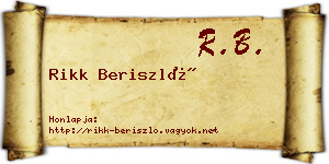 Rikk Beriszló névjegykártya
